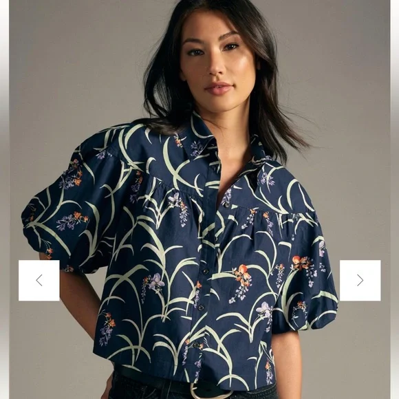 Anthropologie Maeve Bubble Sleeve Blouse - Picture 1 of 3